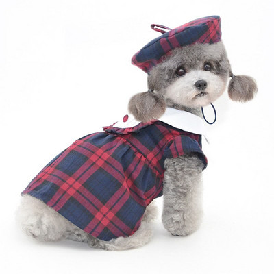 Suknelė šunims Vasariniai naminiai drabužiai kačių šuniukų suknelės Jorkšyro bichon pudelis Pomeranijos šunų drabužiai saulės kepurė, kostiumai