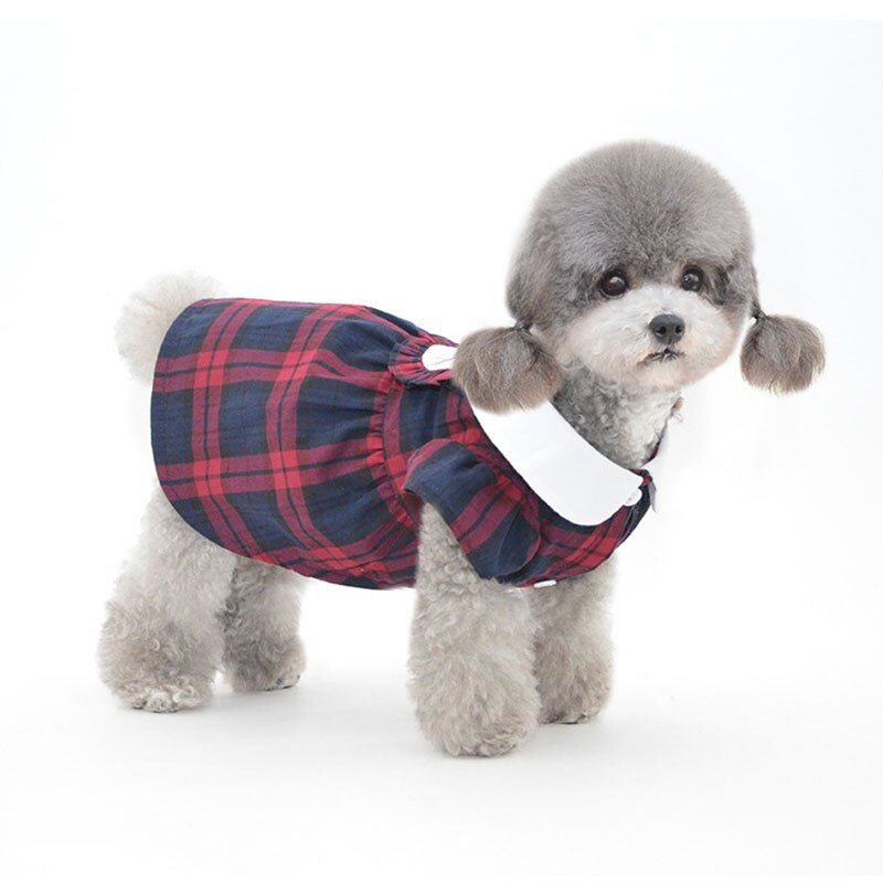 Suknelė šunims Vasariniai naminiai drabužiai kačių šuniukų suknelės Jorkšyro bichon pudelis Pomeranijos šunų drabužiai saulės kepurė, kostiumai