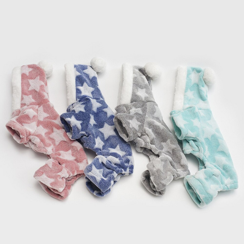 Πιτζάμες από κοραλί φλις για σκύλους Ρούχα για κατοικίδια για μικρό σκύλο Χαριτωμένο σκυλί με κουκούλα ροζ αστέρι με μοτίβο κουκούλα για κατοικίδια για μικρά σκυλιά με βελούδινη μπάλα