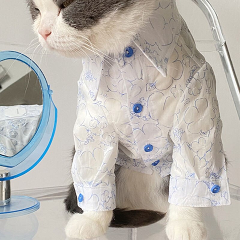 Ljetna tanka odjeća za pse Majica s cvijećem Cool i udobna mačka Štene Šnaucer Bišon Odjeća za male pse Odjeća