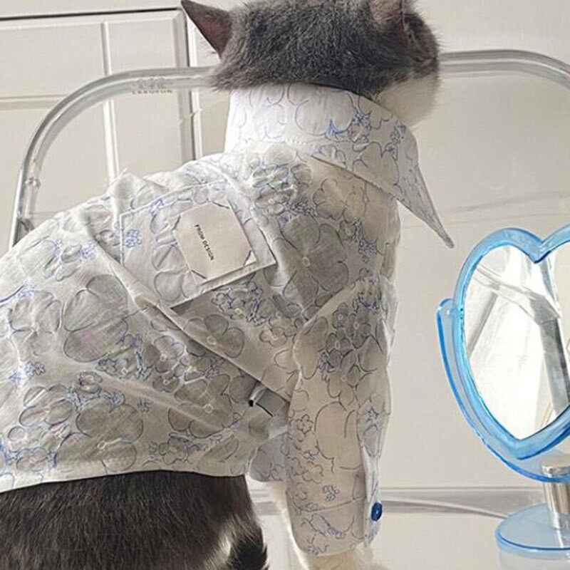 Ljetna tanka odjeća za pse Majica s cvijećem Cool i udobna mačka Štene Šnaucer Bišon Odjeća za male pse Odjeća