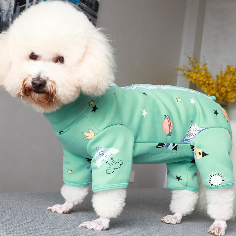 Salopetă pentru câini de companie, toamnă iarnă, haine calde din lână pentru câini de talie mică, salopete cu gât înalt, protejează burta cățelușului, pijamale, haină chihuahua
