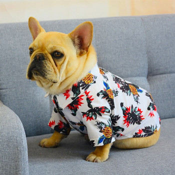 Ρούχα για σκύλους γαλλικού μπουλντόγκ Λεπτό πουκάμισο για σκύλους εκτύπωσης σε στυλ Χαβάης για Pug Corgi αναπνεύσιμη μόδα για άνοιξη καλοκαιρινά ρούχα για κατοικίδια