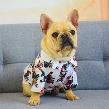 Дрехи за кучета френски булдог Хавайски стил с щампи Тънки кучета Риза за мопс корги Дишаща мода Пролет Лято Дрехи за домашни любимци