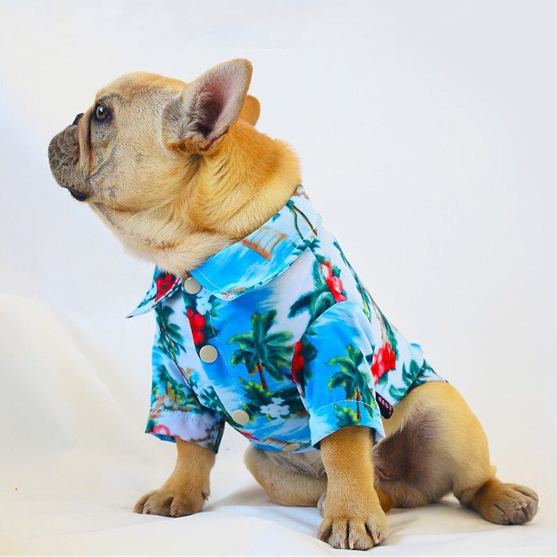 Haine pentru câini pentru buldog francez, imprimare în stil Hawaii, cămașă subțire pentru câini pentru pug corgi, moda respirabilă, primăvară, vară, animale de companie.