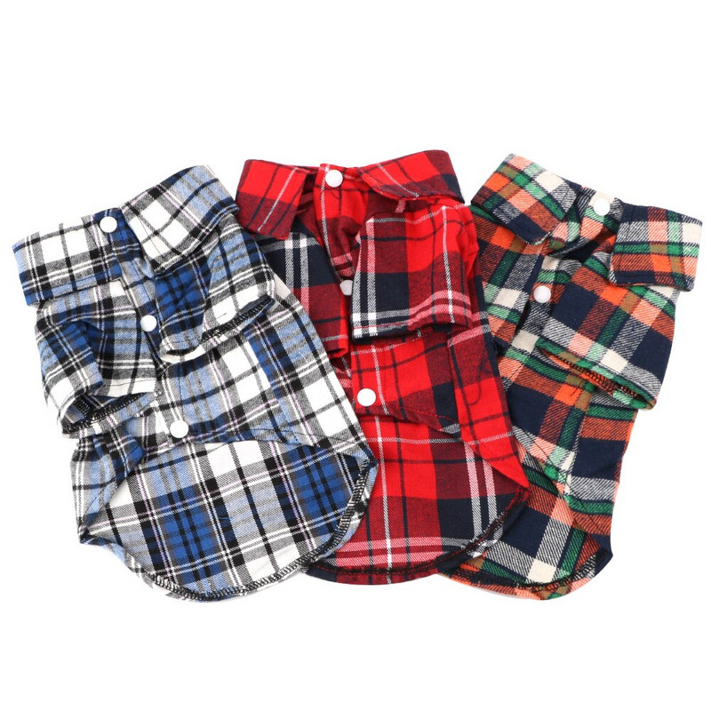 HILIFE Mekana odjeća za štene i mačiće, karirana majica za pse, majica za pse, mačke, pamučne majice kratkih rukava