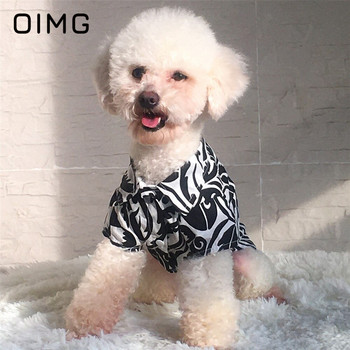 OIMG Пролет Нова жилетка за домашни любимци Дрехи с ревери Памучна риза с щампи за кученца Shih Tzu Bichon Schnauzer Многоцветна дреха за малки кучета