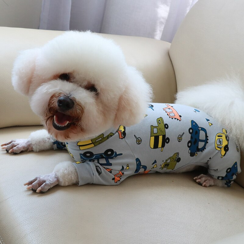 Overal pre domácich miláčikov, 100% bavlna, tenké oblečenie pre šteniatka, potlačené overaly pre malých psov, elastické pyžamo, čivava, pudel, domáce oblečenie