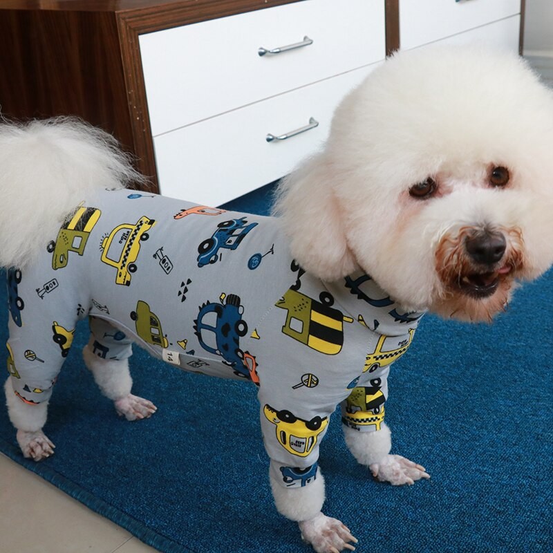 Overal pre domácich miláčikov, 100% bavlna, tenké oblečenie pre šteniatka, potlačené overaly pre malých psov, elastické pyžamo, čivava, pudel, domáce oblečenie