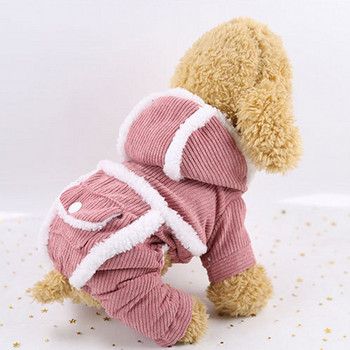 Зимни дрехи за кучета Удебелени дрехи за домашни любимци Суичър Коралово руно Котка Малки кучета Гащеризон Панталони Топло палто за кучета Яке за домашни любимци Костюм