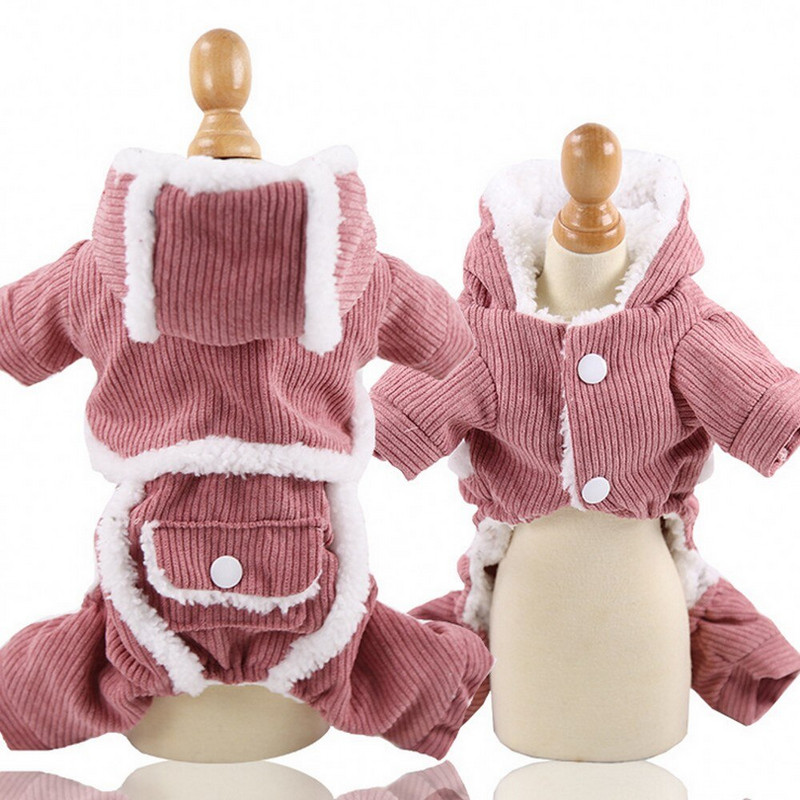 Žieminiai šunų rūbai Stori naminių gyvūnėlių drabužiai Hoodie Koralinė vilna Cat Small Dogs Kombinezonas Kelnės Šiltas Šuns Paltas Striukė naminiams gyvūnėliams Kostiumas