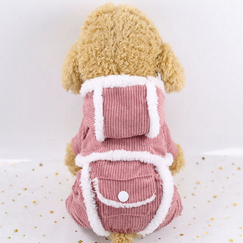 Žieminiai šunų rūbai Stori naminių gyvūnėlių drabužiai Hoodie Koralinė vilna Cat Small Dogs Kombinezonas Kelnės Šiltas Šuns Paltas Striukė naminiams gyvūnėliams Kostiumas