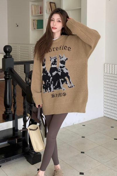 Dámsky tehotenský sveter so širokým vzorom