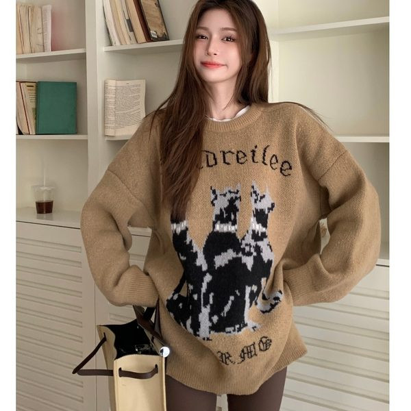 Dámsky tehotenský sveter so širokým vzorom