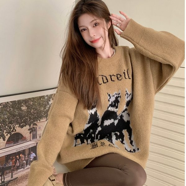 Dámsky tehotenský sveter so širokým vzorom