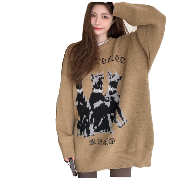 Dámsky tehotenský sveter so širokým vzorom