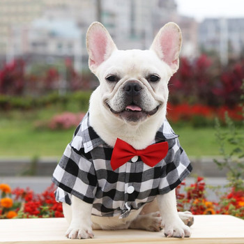 Μόδα μπλουζάκια για κατοικίδια Καλοκαιρινά κλασικά καρό ρούχα για σκύλους για μικρά σκυλιά Γαλλικό μπουλντόγκ κουτάβι μπλουζάκι για μεγάλα σκυλιά Ρούχα κατοικίδιων ζώων