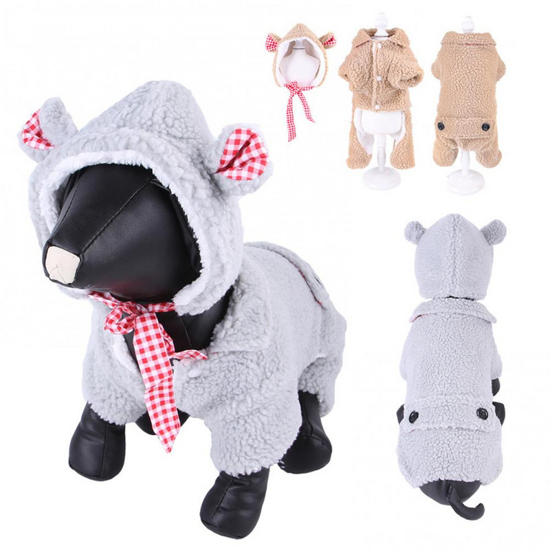 Rudens žiemos augintinio šuniuko vilnos kepurė Keturių kojų šiltų šunų drabužių komplektas