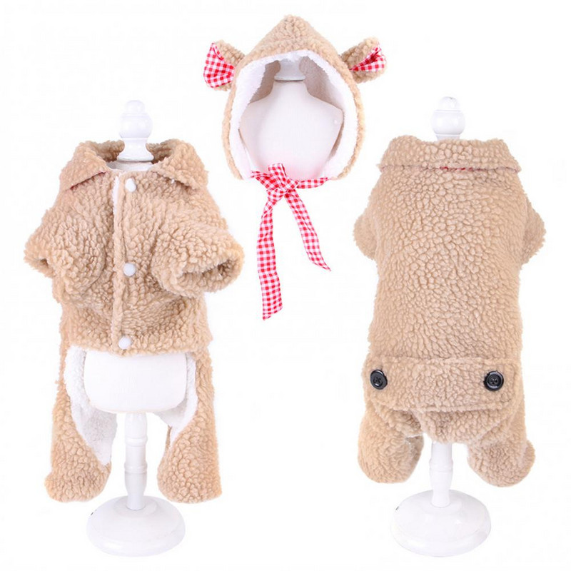 Rudens žiemos augintinio šuniuko vilnos kepurė Keturių kojų šiltų šunų drabužių komplektas