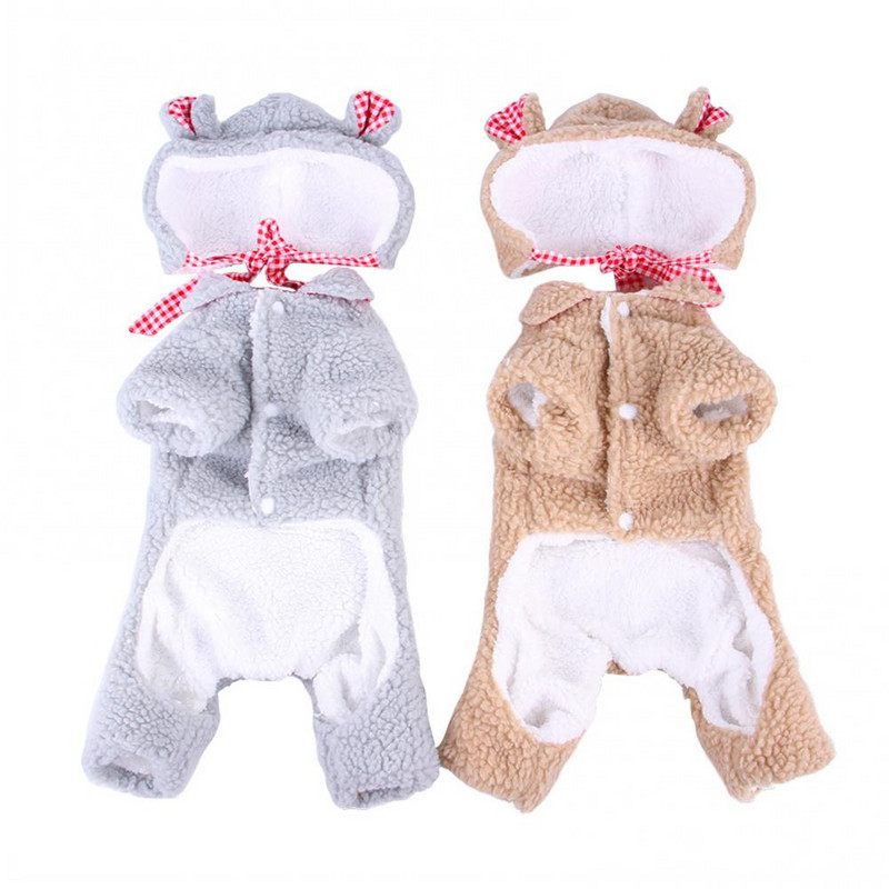 Rudens žiemos augintinio šuniuko vilnos kepurė Keturių kojų šiltų šunų drabužių komplektas