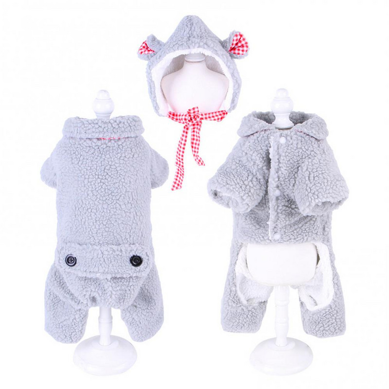 Rudens žiemos augintinio šuniuko vilnos kepurė Keturių kojų šiltų šunų drabužių komplektas