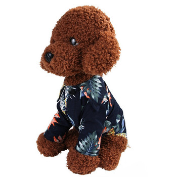 Лятно облекло за котка сфинкс Модна риза с кучешки щампи Хавайски стил Кученце Летни дрехи Личност Френски булдог Костюм за куче