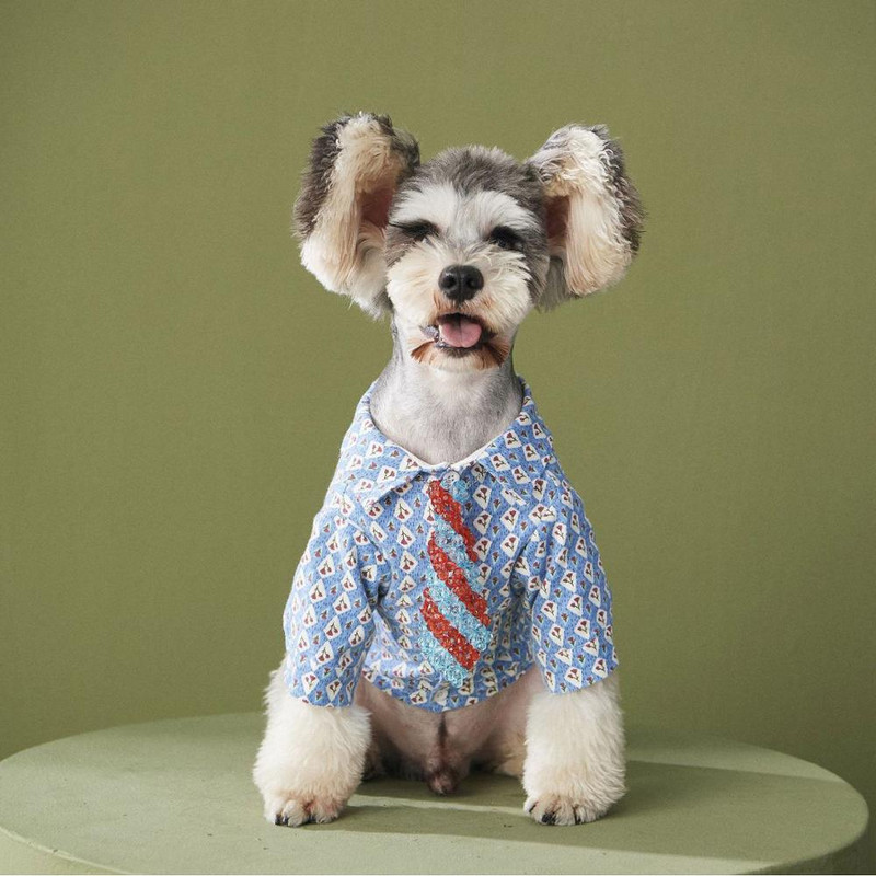 Drabužiai naminiams gyvūnėliams rudeniniai ploni gėlėti marškinėliai šuniui Teddy VIP korgis šnauceris katės šunų marškinėliai mažiems ir vidutinio dydžio šunims