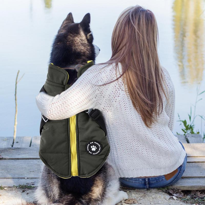 Koeramantel rakmetega hubane veekindel tuulekindel ümberpööratav talvekoera jope Koerajope rakmed talvesooja vestiga jope veekindel