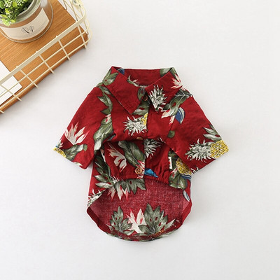 Tricou Vestă Câine Hawaian Mic Chihuahua Îmbrăcăminte Animal de companie de vară Floral șifon cu mânecă scurtă Cămăși respirabile imprimate