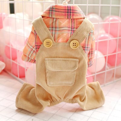 Oranž Koera T-särk Khaki Jumpsuitiga Suvine Väike keskmise suurusega Loom Saksa Spits Shih Tzu Kombinesoonid Armsad Riided Poetarbed