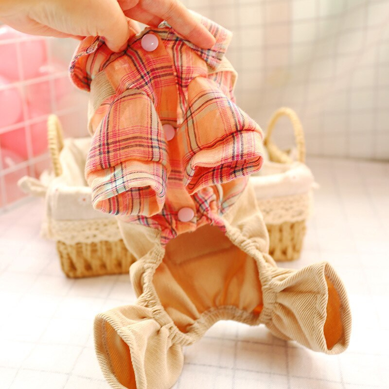 Oranž Koera T-särk Khaki Jumpsuitiga Suvine Väike keskmise suurusega Loom Saksa Spits Shih Tzu Kombinesoonid Armsad Riided Poetarbed