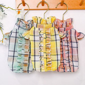 Letné nové tričko pre psov, tenké oblečenie pre domáce zvieratá, mačacia móda, luxusné kockované tričko, oblečenie pre psov pre malé psy, čivavy