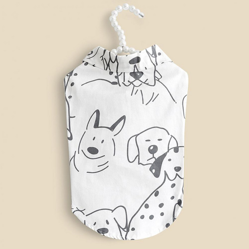 Bluză pentru câini lavabilă Pânză pentru animale de companie, frumos, alb, guler răsturnat, costum pentru câini, tricou, pulover pentru cățeluș, respirabil