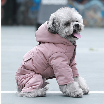 Зимни дрехи за домашни любимци, облекло за кучета, костюм за малки кучета, гащеризон, удебелено топло палто, яке, облекло за кученца от йоркширски померан пудел