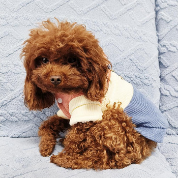 Прекрасни зимни дрехи за кучета Памучно яке за кучета, което може да се мие, блокиращо цветовете, поддържа топло, двукрако домашно куче, яке с качулка