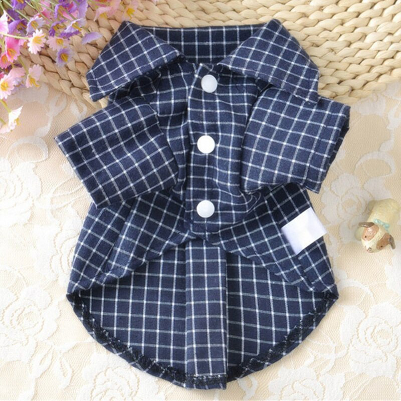 Cool blúzka pre psov, oblečenie pre domácich miláčikov, modré kockované tričká pre chlapcov, oblečenie pre malých psov, kostýmy francúzskeho buldočka a čivavy