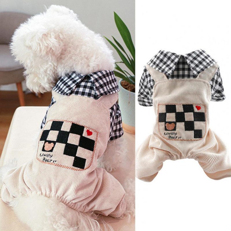 Salopete durabile pentru pisici Grilă din poliester Îmbrăcăminte confortabilă pentru cățeluș Accesorii confortabile pentru animale de companie Îmbrăcăminte pentru cățeluș pentru pisică