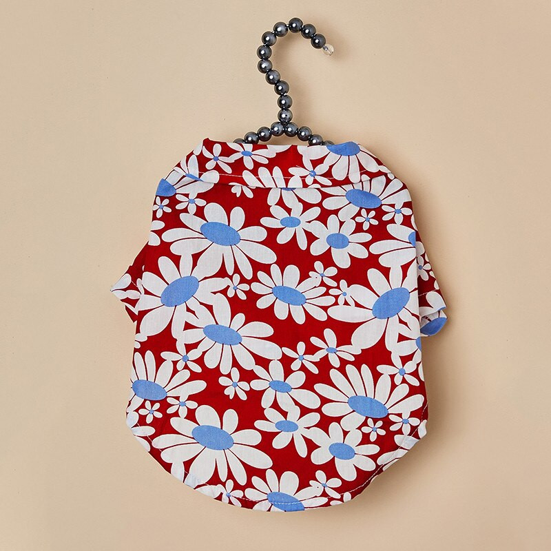 Havajské tričko pre psov, priedušné bavlnené letné oblečenie pre malých psov s chryzantémovým vzorom, chladné tričko pre šteniatka, vesta na dovolenku