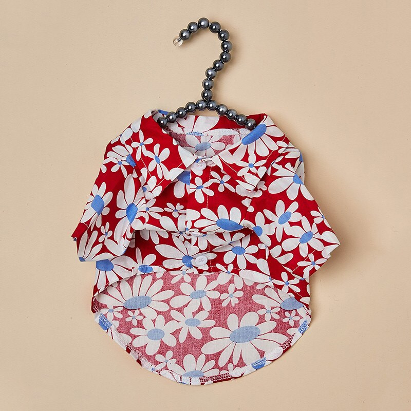 Havajské tričko pre psov, priedušné bavlnené letné oblečenie pre malých psov s chryzantémovým vzorom, chladné tričko pre šteniatka, vesta na dovolenku