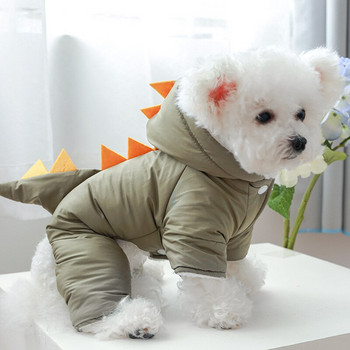 Удебелен гащеризон Pet Dog Cat Winter Clothes Hoody Warm Cute Funny Dinosaur Puppy Costumes Cat Cotton-poded Jacket Pet Garisons