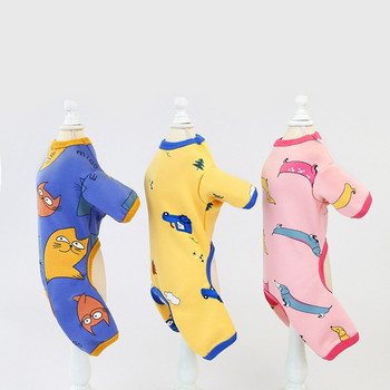 Мека памучна пижама за куче котка за малки кучета Чихуахуа йоркширски дрехи Зимни топли дрехи за домашни кучета Кученце Котка Гащеризон Пижама