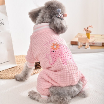Костюм със слон на цветя за малки кучета Зимно удебелено розово палто Анцуг за домашни любимци Луксозни дизайнерски костюми за кученце XS 3XL за булдог