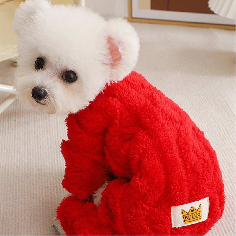 Salopetă de iarnă pentru câini haine calde din lână pentru animalele de companie mici și mijlocii Pisici Pulover cu patru picioare Pulover Pomeranian Teddy