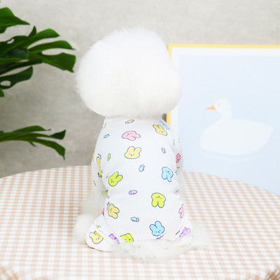 Kevad-sügis puuvillased armsad jäneseprintidega koerte kombinesoonid pidžaamad koomiksiprintidega Pehmed neljajalgsed riided väikestele kutsikatele