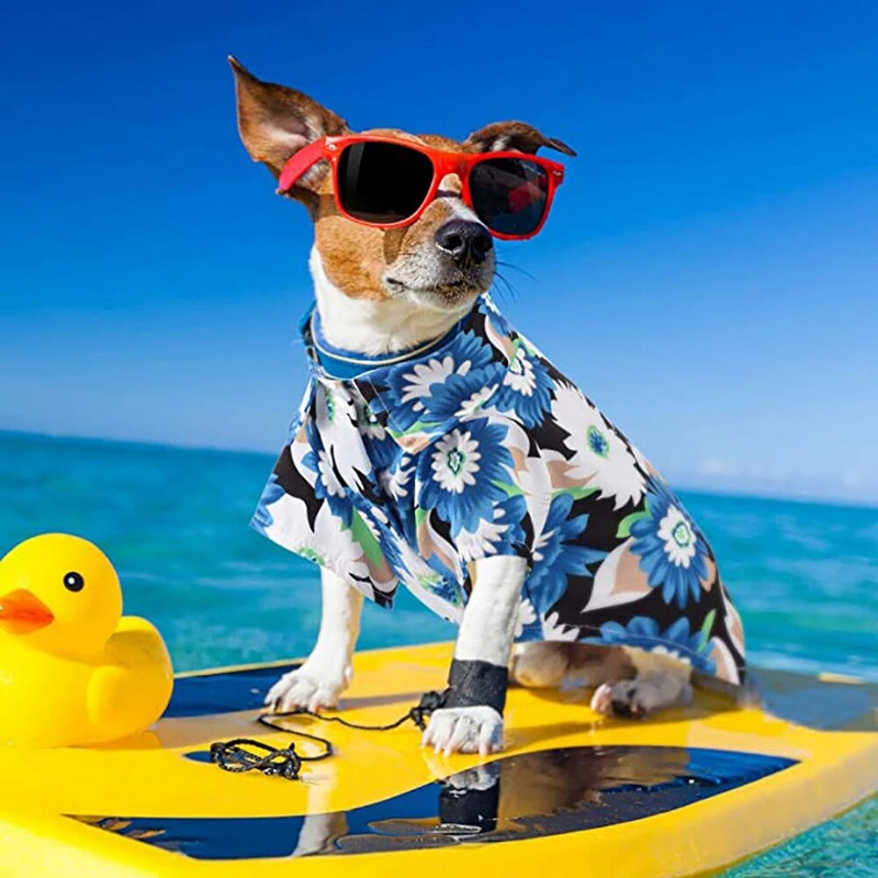 Letné oblečenie s potlačou pre domáce zvieratá pre psov, kvetinové havajské plážové tričká, bundy pre psov, kabát pre šteniatka, havajské tričko, kostým pre mačky, domáce zvieratá.