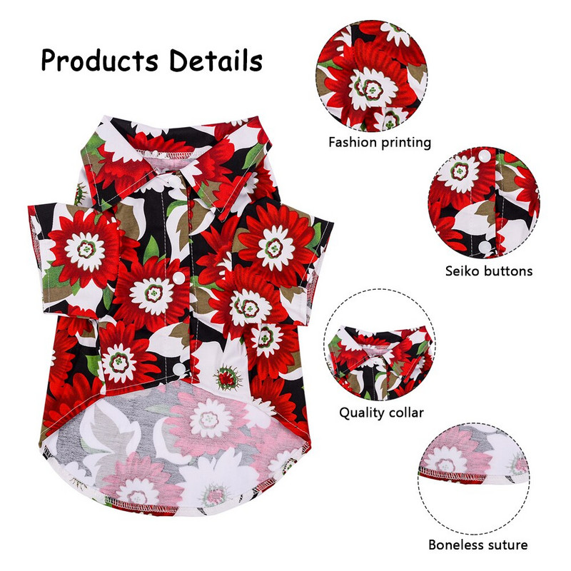 Letné oblečenie s potlačou pre domáce zvieratá pre psov, kvetinové havajské plážové tričká, bundy pre psov, kabát pre šteniatka, havajské tričko, kostým pre mačky, domáce zvieratá.