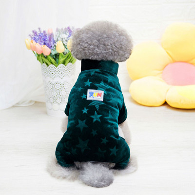 Jesenné a zimné najnovšie zahustené teplé štvornohé bavlnené prešívané kabáty pre psov s hviezdičkami a potlačou, kombinézy pre psov, produkty pre domáce zvieratá