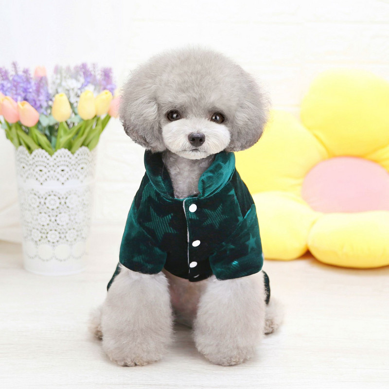 Jesenné a zimné najnovšie zahustené teplé štvornohé bavlnené prešívané kabáty pre psov s hviezdičkami a potlačou, kombinézy pre psov, produkty pre domáce zvieratá