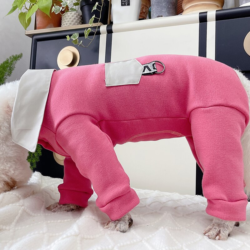 Lemmiklooma koerte kombinesoon, soe 100% puuvillane kutsikariided fliisvoodriga särgikraega pidžaamad kaitsevad kõhtu kaitsvad kombinesoonid väikestele koertele