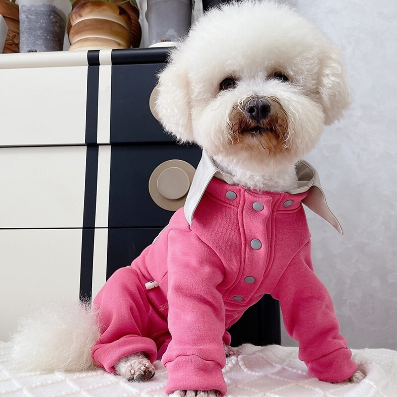 Lemmiklooma koerte kombinesoon, soe 100% puuvillane kutsikariided fliisvoodriga särgikraega pidžaamad kaitsevad kõhtu kaitsvad kombinesoonid väikestele koertele